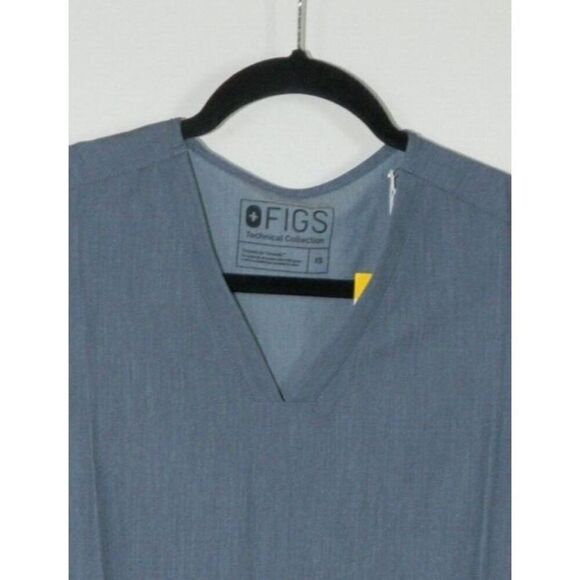 FIGS Technical Collection Scrub Top Women's X-Small Blue‎ Heather Denim Casma - Picture 4 of 11